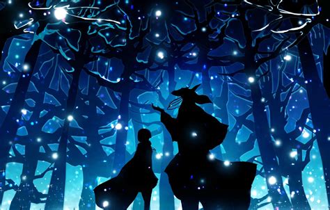 Обои лес девушка ночь аниме арт чародей Mahou Tsukai no Yome