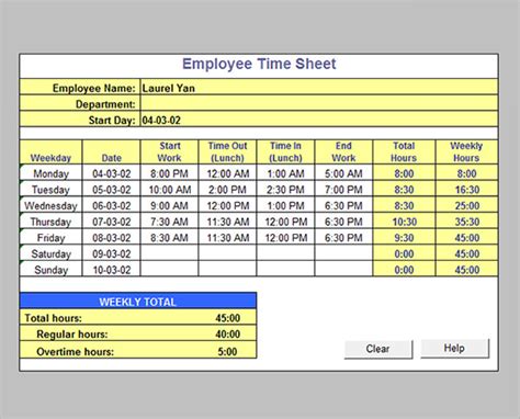 Free 16 Timesheet Calculator Templates In Pdf Ms Word Excel Timecard