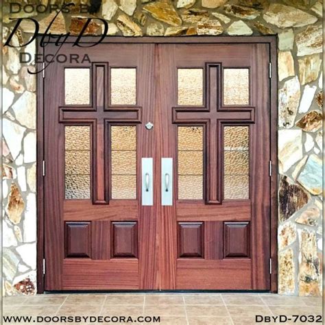 Custom Church Double Cross Doors With Glass Entry Doors By Decora