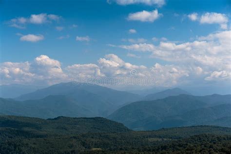 Majestic Mountains Landscape Panorama Rock Peak In Sunny Summer Day