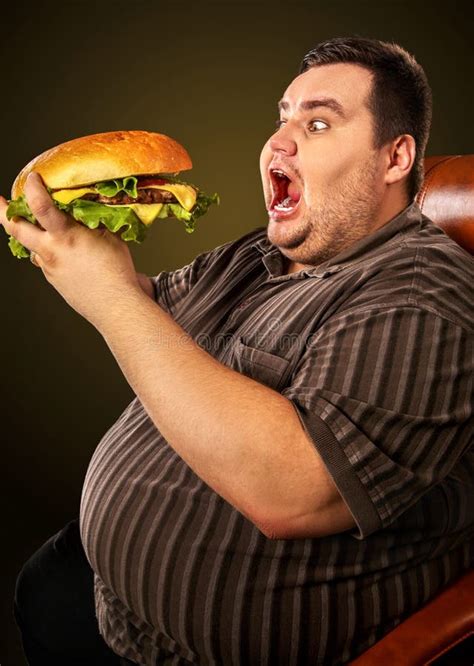 Eating Contest Pizza Fat Man Eating Fast Food For Overweight Person Stock Image Image Of