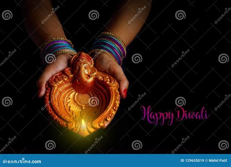 Indian Festival Diwali Lamp In Hand Stock Image Image Of Deepavali