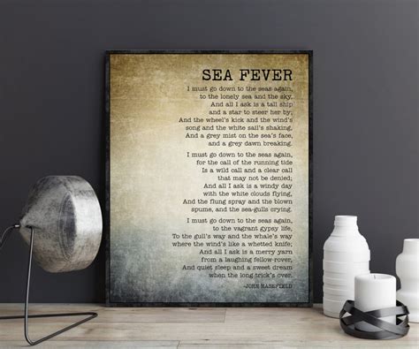 Sea Fever Poem By John Masefield I Must Go Down To The Seas Etsy