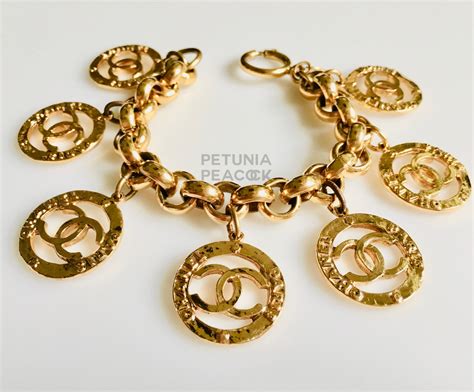 Chanel Iconic Gold Cc Logo Charm Bracelet Vintage Chanel Jewelry