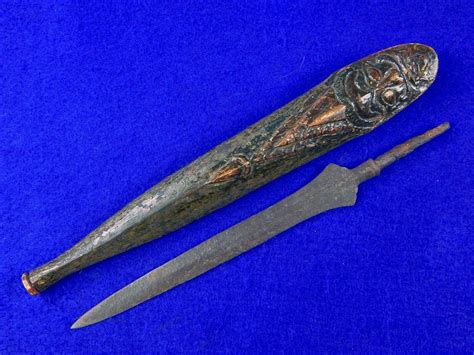 Rare Antique 19 Century Indonesian Indonesia Spear Head Knife Knives D