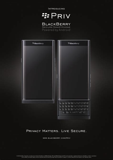 Blackberry Priv Secure Smartphone Powered By Android Posters
