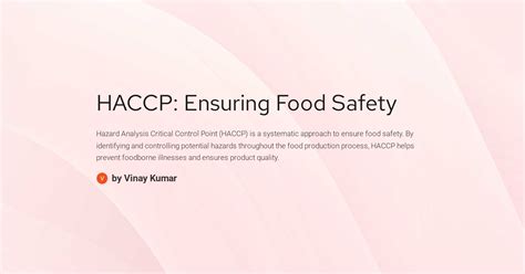 Haccp Ensuring Food Safety