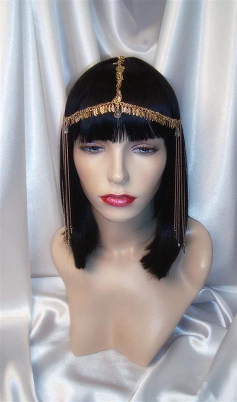 cleopatra wig and headpiece gold cleopatra headpiece etsy egyptian hairstyles cleopatra