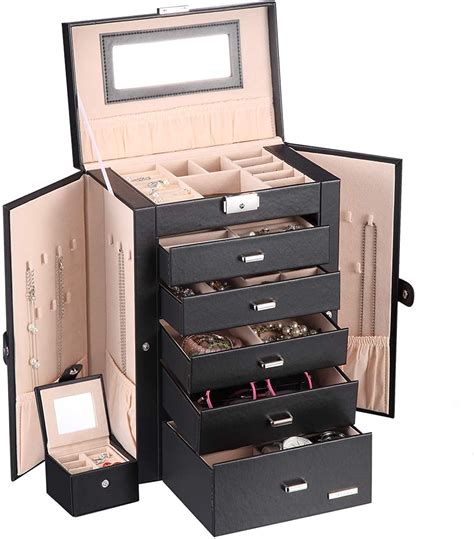Homde 2 In 1 Huge Jewelry Boxorganizercase Faux Leather With Small