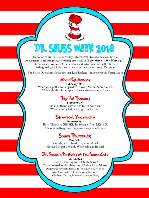 Best Dr Seuss Spirit Week Ideas - Catholic Charitiesdal