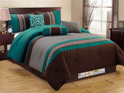 Check out our teal queen comforter selection for the very best in unique or custom, handmade pieces from our duvet covers shops. 7-Pc Quilted Triangle Meander Greek Key Comforter Set ...