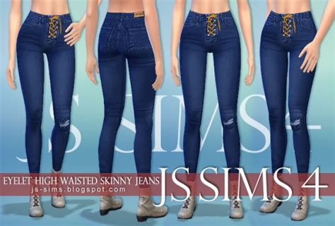 Js Sims 4 Eyelet High Waisted Skinny Jeans Sims 4 Downloads
