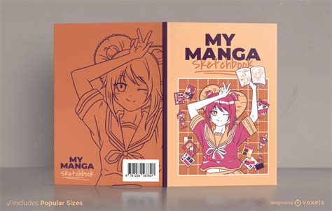 Anime Girl Manga Sketchbook Book Cover Design Vector Download