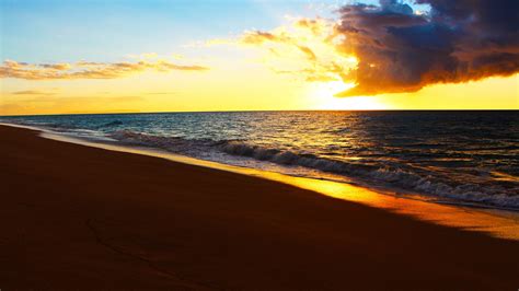 Download 3840x2160 Wallpaper Sunrise Beach Sea Waves Skyline 4k