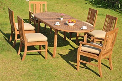 Wide range of garden furniture sets available to buy today at dunelm, the uk's largest homewares and soft furnishings store. Clearance 9 Pc GradeA Teak Wood Dining Set 94 Oval Table 6 ...