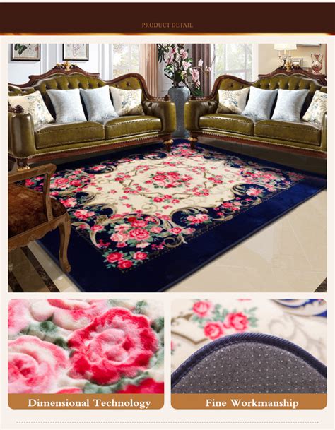Honlaker Rose Carving Carpet Luxury Living Room Decorative Carpets