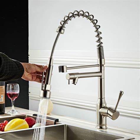 Professional Sink Mixer Tap Kitchen Faucet Brushed Nickel Brass 360