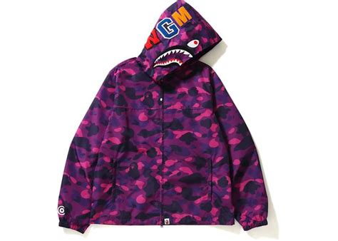 Bape Color Camo Shark Hoodie Jacket Jacket Purple