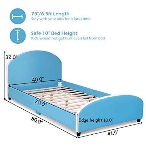 Costzon Toddler Bed Twin Size Upholstered Platform Bed Wwood Bedframe