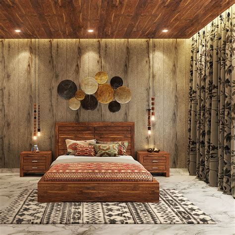 Classic Bedroom Design Natural Wood Grain Texture Soothing Lights
