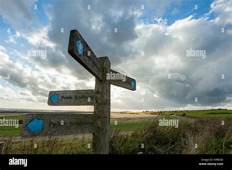 Signpost On South Downs Way In West Sussex England Stock Photo Alamy