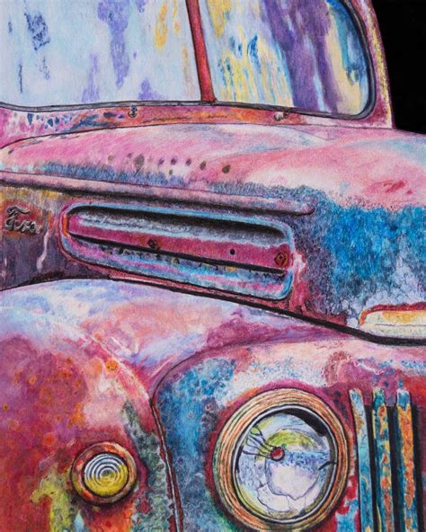 Old Rusty Rusty Ford Truck Illustration Ford Truck Print Etsy