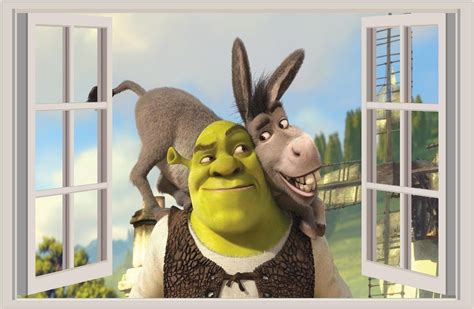 Shrek Fiona Window Wall View Decal Donkey Dream Works Pixar Movie 2