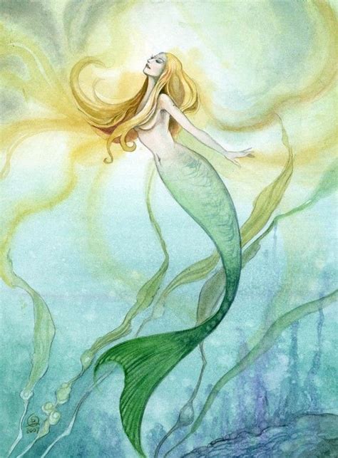 Original Watercolor Painting Mermaid Stephanie Pui Mun Etsy Mermaid