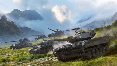 World Of Tanks On Mountain With Green Grass 4k Hd World Of Tanks