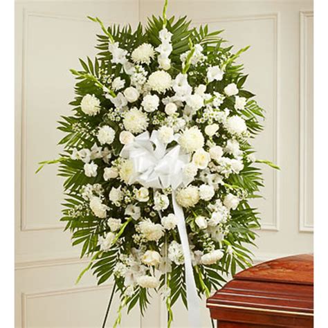 White Sympathy Standing Spray Elegant Flowers Fresno Florists