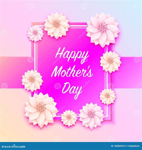 Happy Mother Day Frame Flower Signboard Stock Vector Illustration Of