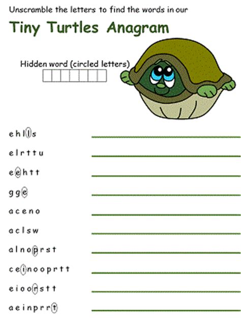 Challenge your word search skills with this special halloween puzzle. Turtle Anagram