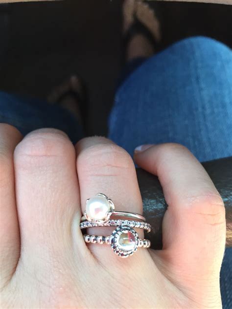 I Stacked 2 Birthstone Rings With A Simple Cz Band From Pandora For My