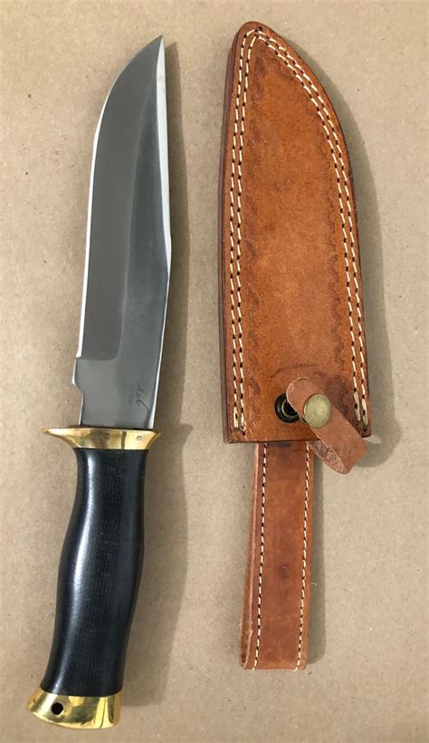 Ash Custom Bowie Knife W Leather Sheath