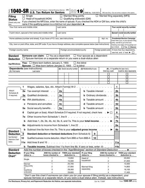 The New 2019 Form 1040 Sr U S Tax Return For Seniors 1040 Form Printable