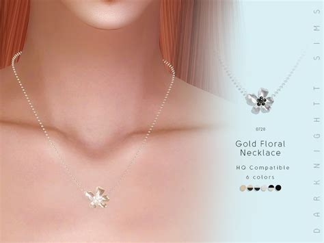 The Sims Resource Gold Floral Necklace By Darknightt • Sims 4 Downloads