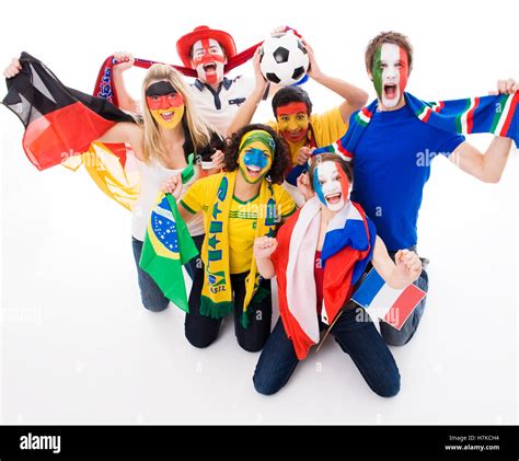 Soccer Fans Of Different Nations Soccer Ball Stock Photo Alamy