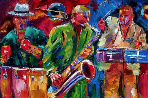 Original Jazz Art Music Abstract Painting Hot Cuban Jazz By Debra Hurd