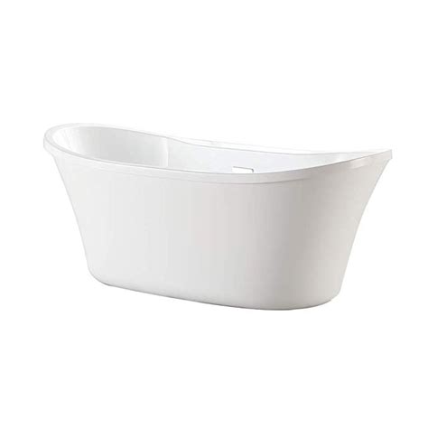 Ove Decors Acrylic Freestanding Soaking Bathtub With Double Bakcrest Pop Up Drain And Overflow
