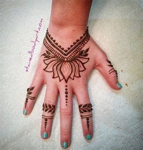 Lotus Henna Stained Body Art Henna Mehndi Bridal Mehndi Henna Hand