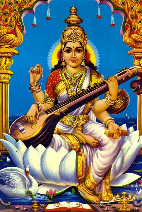 Sarasvati Épouse De Brahma Elle Est La Déesse De La Connaissance Et