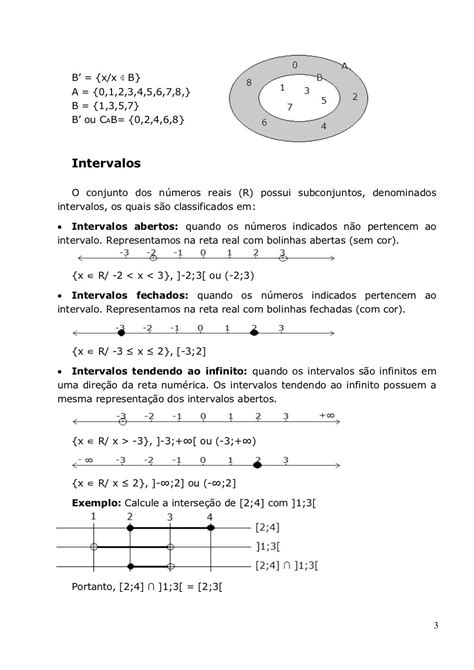 Conjuntos E Intervalos Resumos Com Exercícios Atividades De