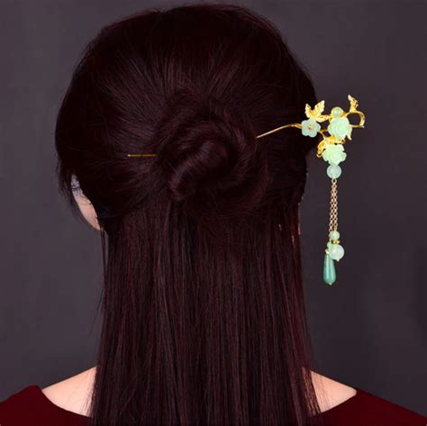 Green Tassel Flower Cherry Blossom Chinese Hair Pin Hair Stick Etsy