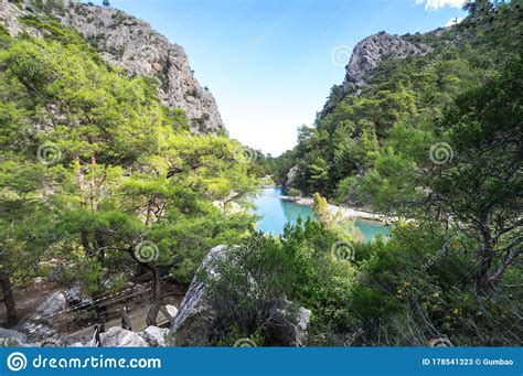 View Of Turquoise Lake In Canyon Goynuk Stock Image Image Of
