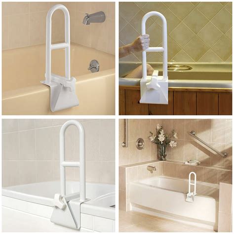 Toilet safety rails, bathroom handrail toilet shower strong bearing, firm and firm, the hand force it will not shake, hands on the toilet safety frame and feet off. New Clamp-On Bath Tub Handle Grab Bar Bath Bathroom Safety ...