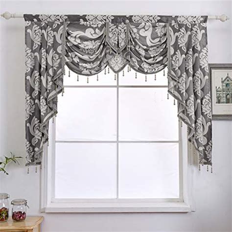 Napearl Grey Valances For Windows Jacquard Swag Curtains For Living