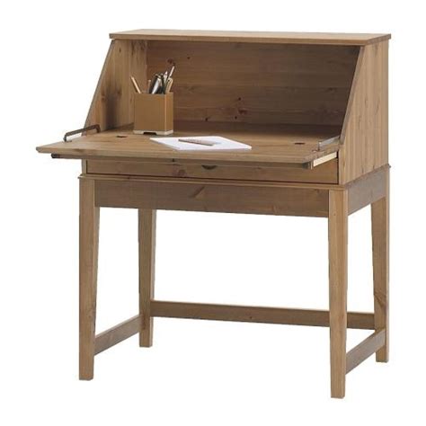 Ikea Secretary Desk In Natural Wood Grain Aptdeco