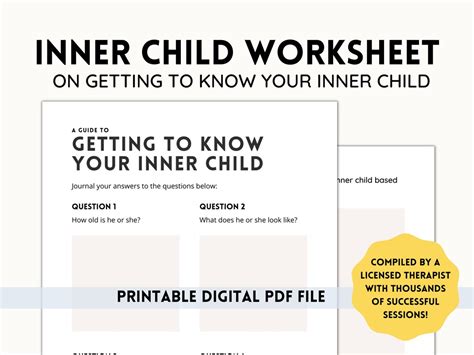 Inner Child Worksheet On Getting To Know Your Inner Child Etsy