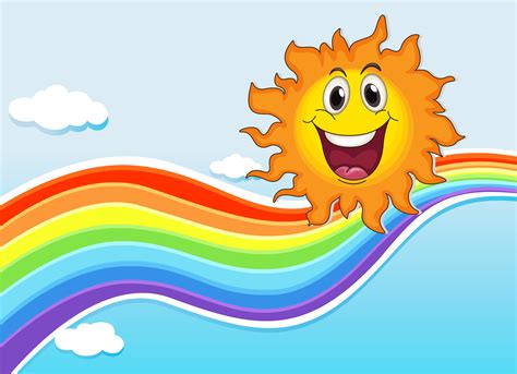 A Smiling Sun Near The Rainbow 520579 Vector Art At Vecteezy
