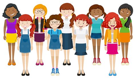Group Of Happy Woman Standing Together 302369 Vector Art At Vecteezy